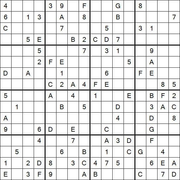 Sudoku 16x16 - Difícil