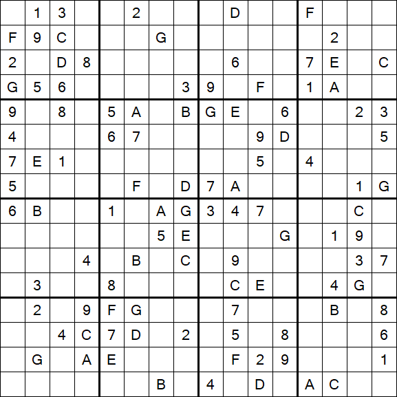 Sudoku 16x16 - Difícil