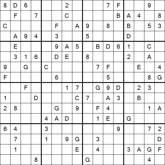 Sudoku 16x16 - Difícil