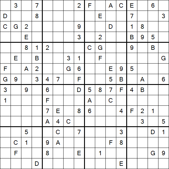 Sudoku 16x16 - Difícil