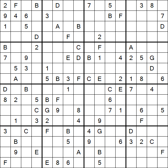 Sudoku 16x16 - Difícil