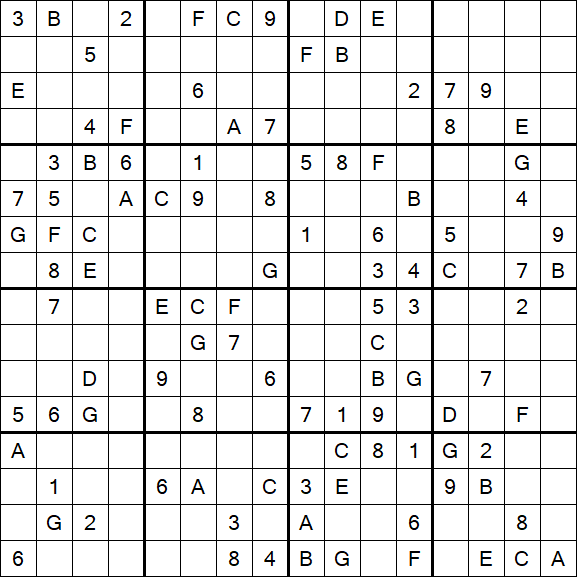 Sudoku 16x16 - Difícil