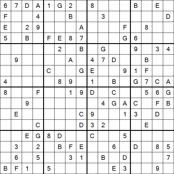 Sudoku 16x16 - Difícil