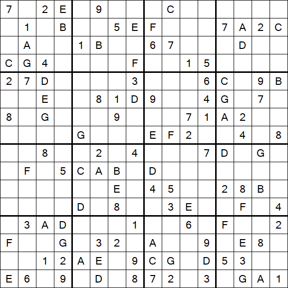 Sudoku 16x16 - Difficile