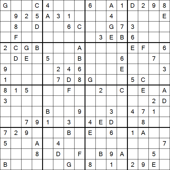 Sudoku 16x16 - Difícil