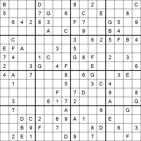 Sudoku 16x16 - Difícil