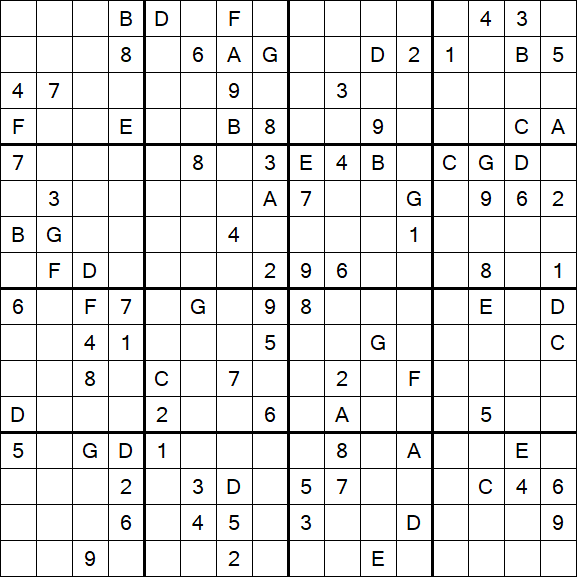 Sudoku 16x16 - Difícil