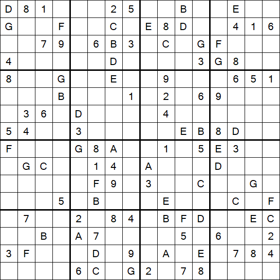 Sudoku 16x16 - Difícil