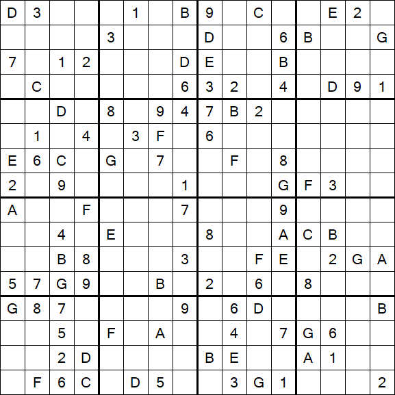 Sudoku 16x16 - Difícil