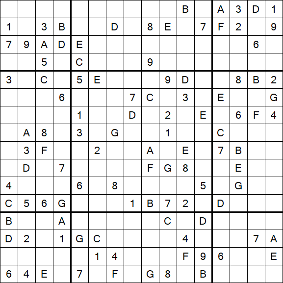 Sudoku 16x16 - Difícil