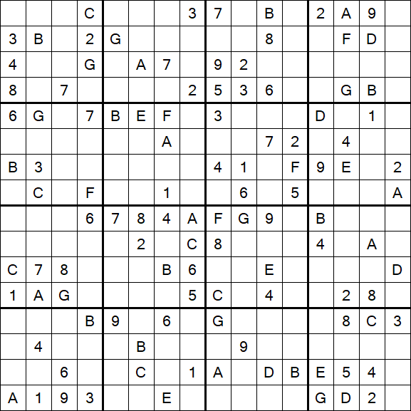 Sudoku 16x16 - Difficile