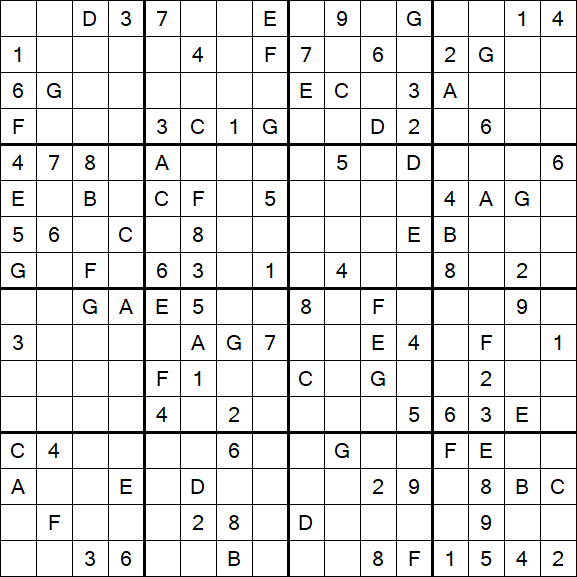 Sudoku 16x16 - Difícil