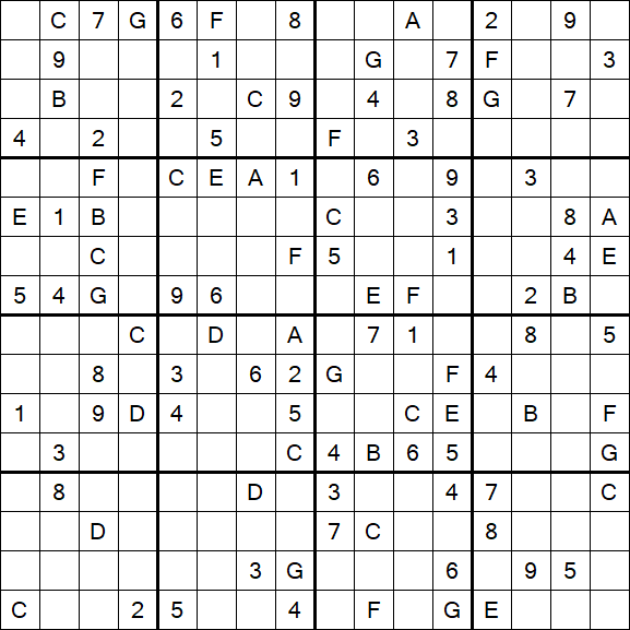 Sudoku 16x16 - Difícil
