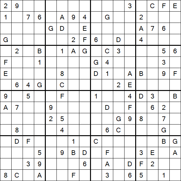 Sudoku 16x16 - Difícil