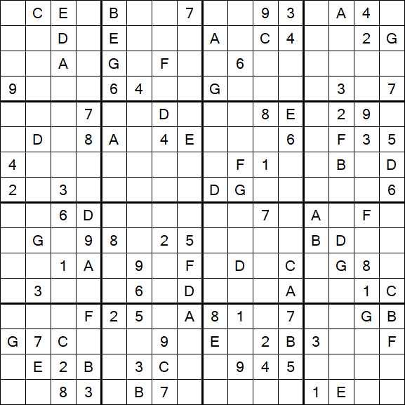 Sudoku 16x16 - Difícil