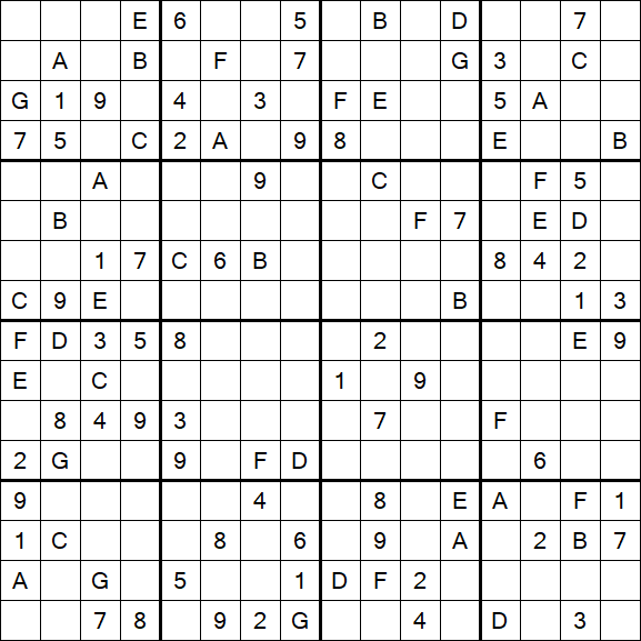 Sudoku 16x16 - Difícil