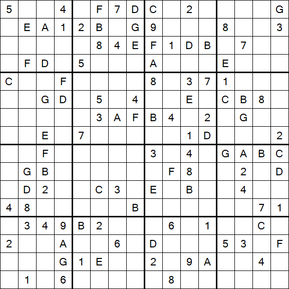 Sudoku 16x16 - Schwierig