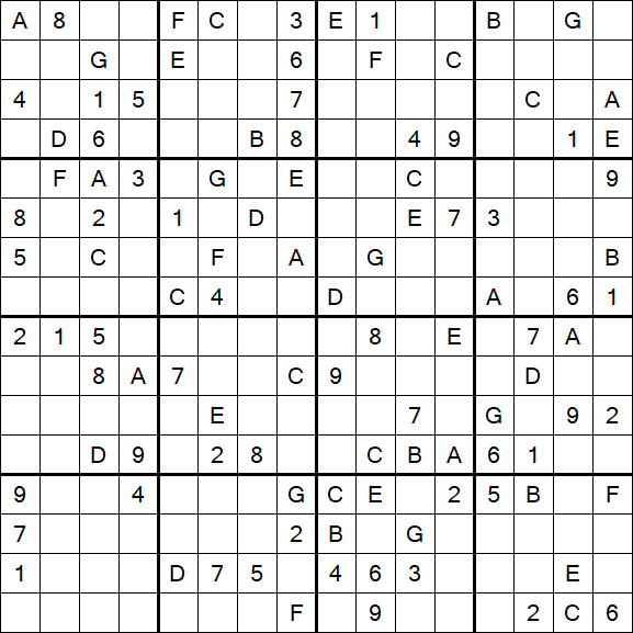 Sudoku 16x16 - Difícil