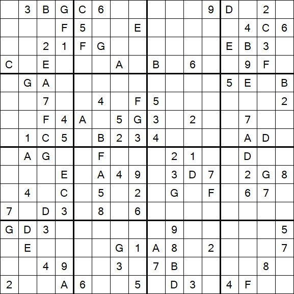 Sudoku 16x16 - Difícil