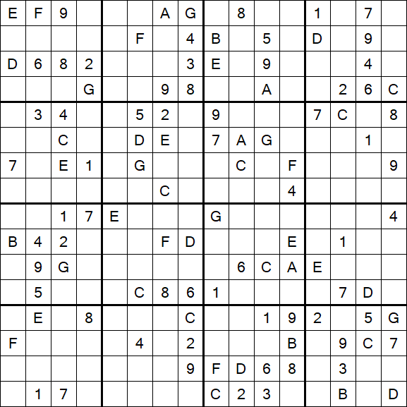 Sudoku 16x16 - Difícil