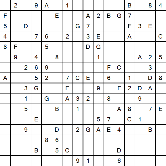 Sudoku 16x16 - Difícil