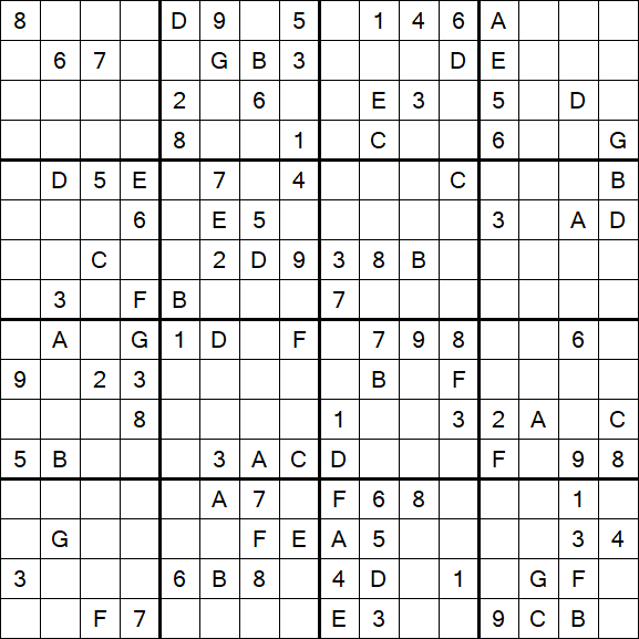 Sudoku 16x16 - Schwierig