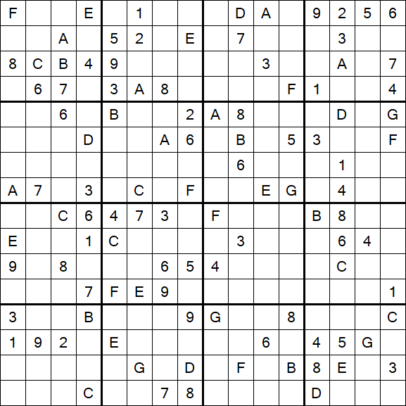 Sudoku 16x16 - Difícil