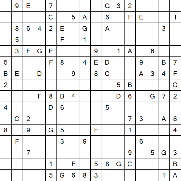 Sudoku 16x16 - Difícil