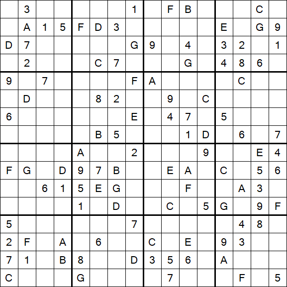 Sudoku 16x16 - Difícil