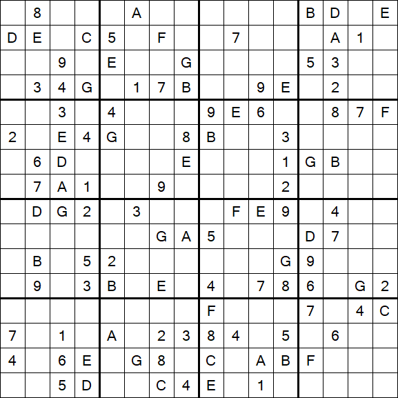 Sudoku 16x16 - Difícil