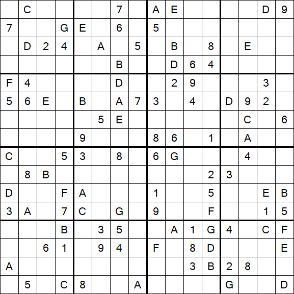 Sudoku 16x16 - Schwierig