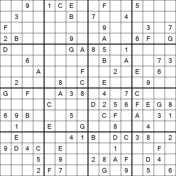Sudoku 16x16 - Difícil