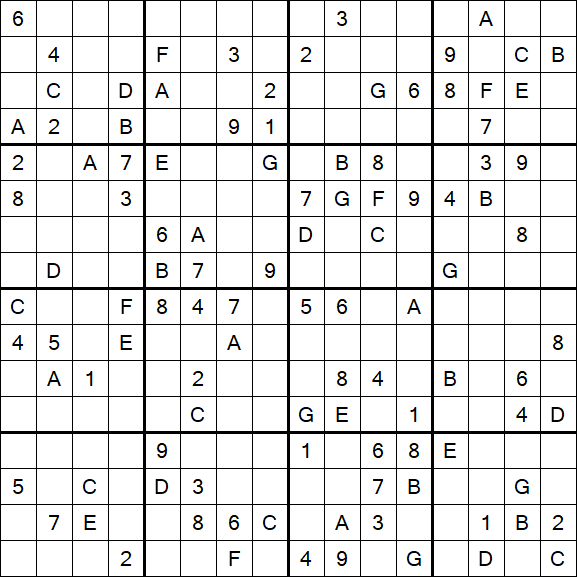 Sudoku 16x16 - Difícil
