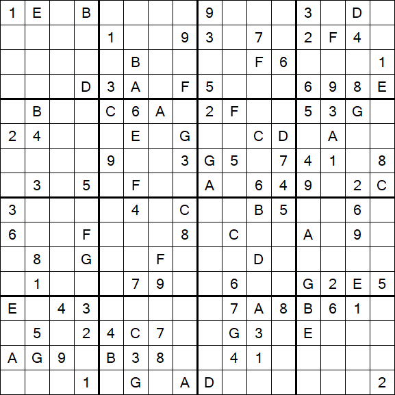 Sudoku 16x16 - Difícil