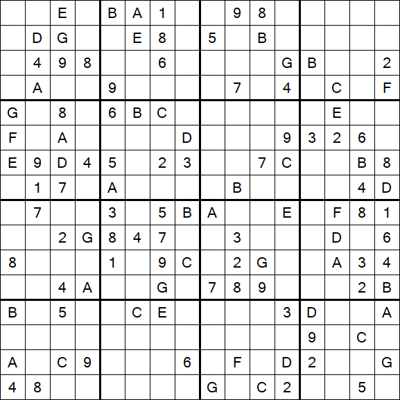 Sudoku 16x16 - Difícil