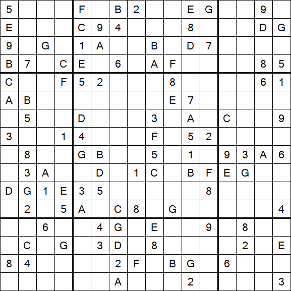 Sudoku 16x16 - Difícil