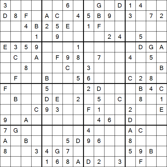Sudoku 16x16 - Difícil