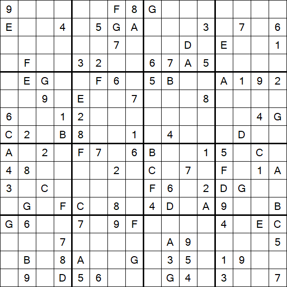 Sudoku 16x16 - Schwierig