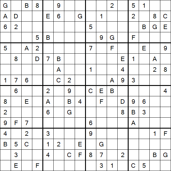 Sudoku 16x16 - Difícil