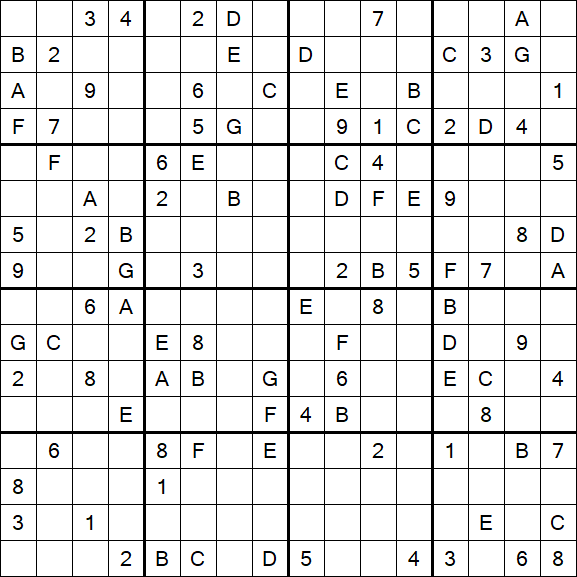 Sudoku 16x16 - Difícil