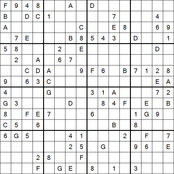 Sudoku 16x16 - Difícil