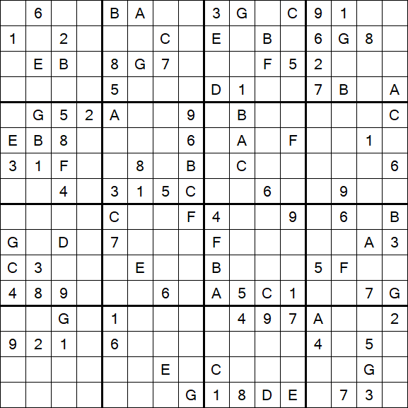 Sudoku 16x16 - Difícil