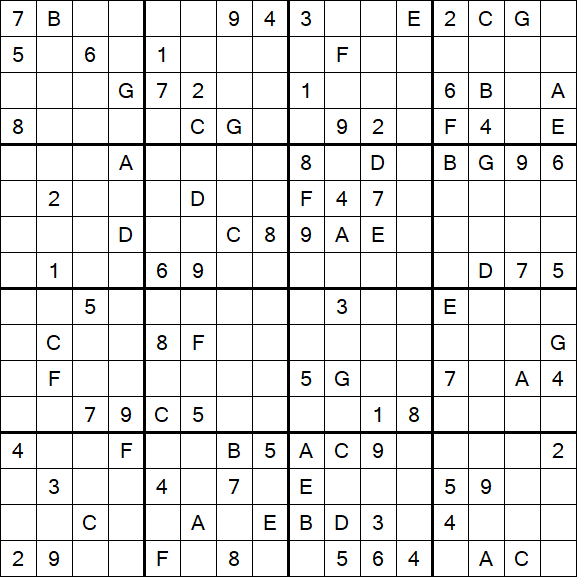 Sudoku 16x16 - Difícil