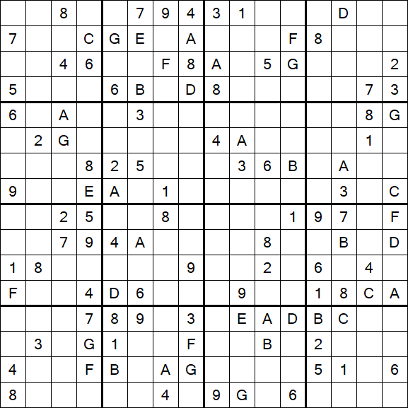 Sudoku 16x16 - Difícil