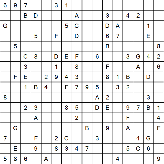 Sudoku 16x16 - Schwierig