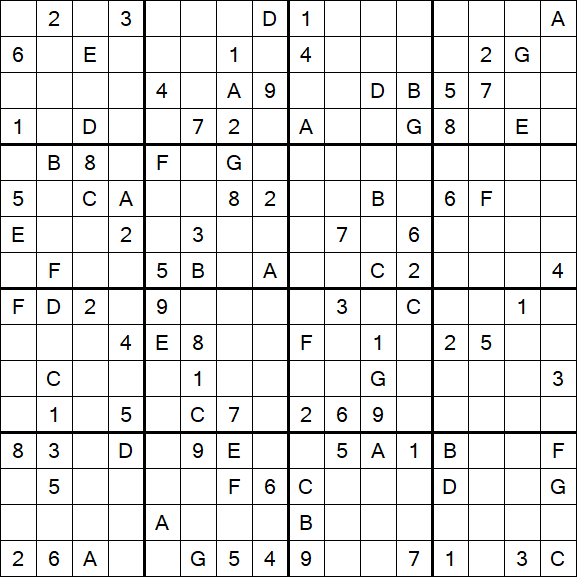 Sudoku 16x16 - Difícil