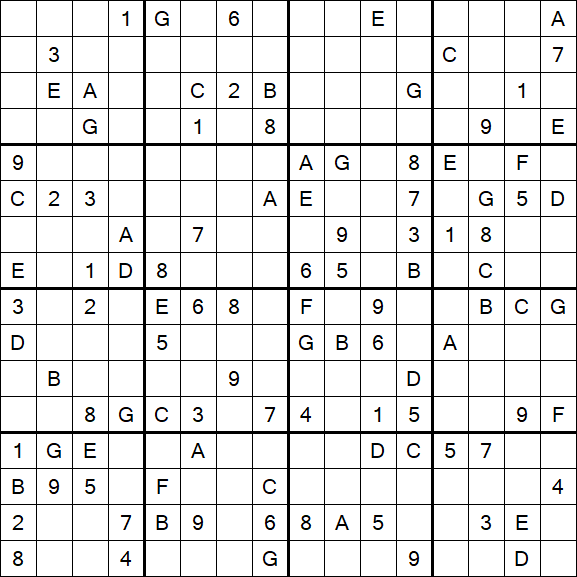 Sudoku 16x16 - Difícil