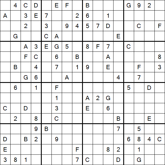 Sudoku 16x16 - Difícil