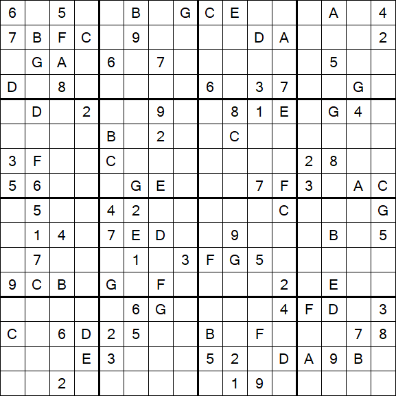 Sudoku 16x16 - Schwierig