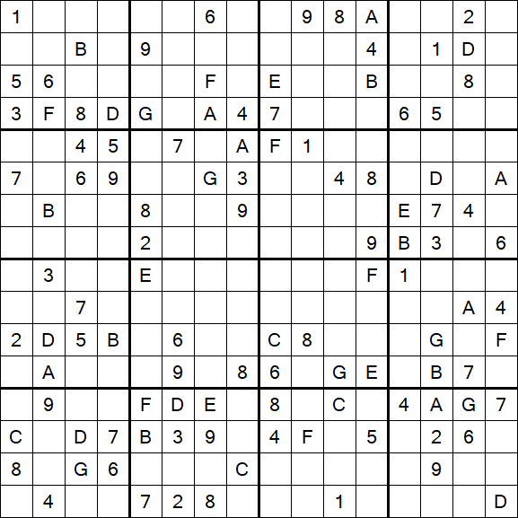 Sudoku 16x16 - Difícil